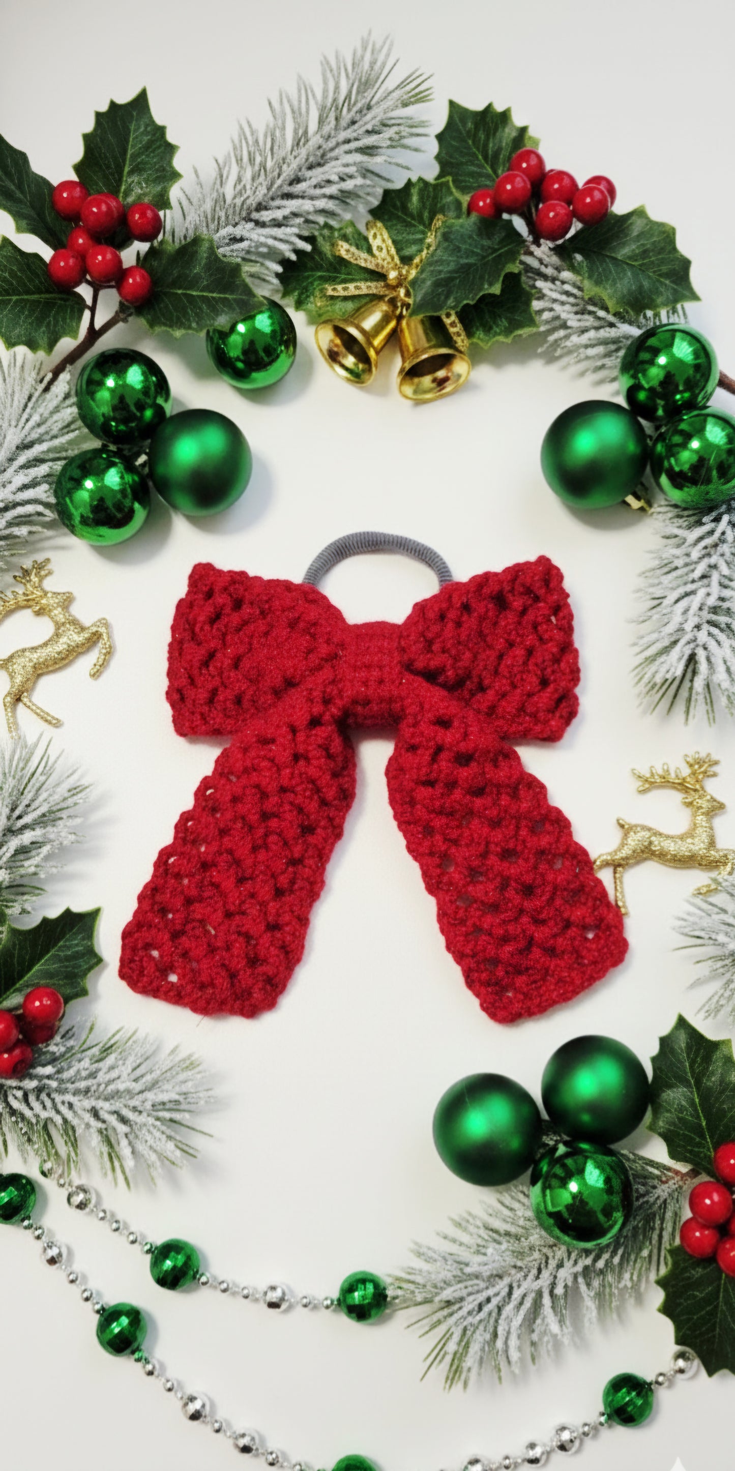 Χειροποίητος Πλεκτός Φιόγκος Μαλλιών - Λαμπερό Κόκκινο