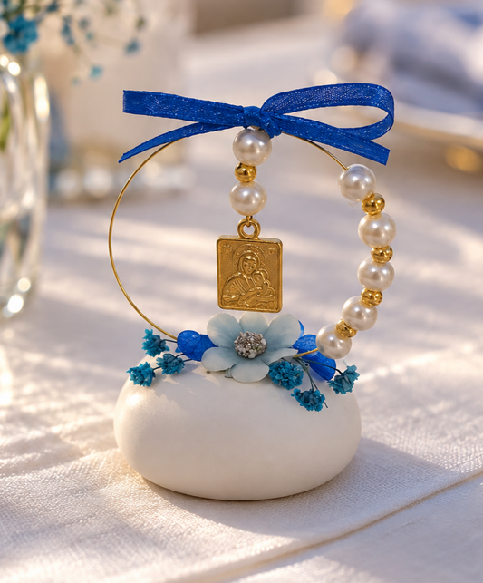 Christening or Wedding Bonbonniere with an Icon of Virgin Mary